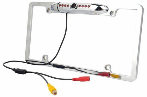 For Alpine X209-WRA-OR Night Vision Color Rear View Camera Chrome Metal License Frame