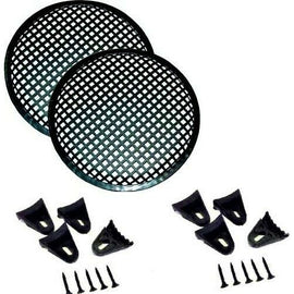 Two 10" Universal Metal Speaker Subwoofer Grill Mesh Cover with Clips Screws Guard