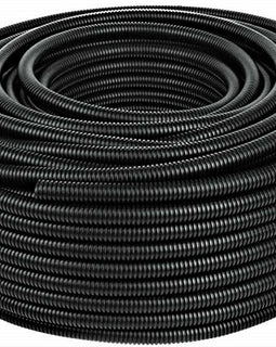 American Terminal 100 Feet Black 5/8" Split Wire Loom Conduit Corrugated Plastic Tubing Sleeve Tube US
