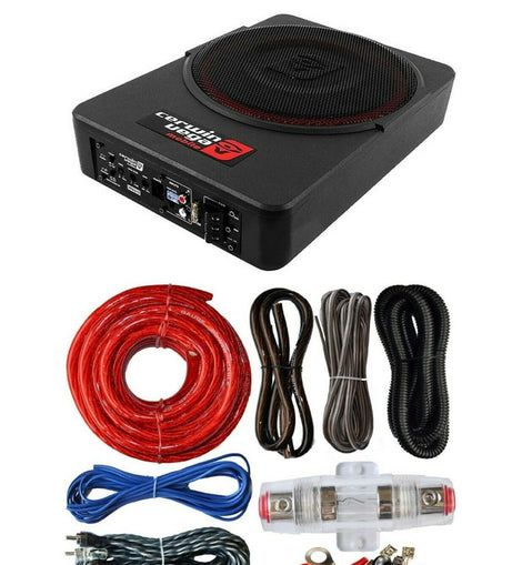 Cerwin Vega VR10 Under Seat Subwoofer Enclosure + KIT4R 4G AMP Kit