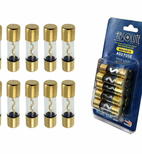 10 Absolute AGU60 60 Amp AGU gold plated fuses round glass fuse