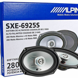 Alpine SXE-6925S 280W 6x9" 2-Way Type-E Series Coaxial Speakers, Mylar Tweeter