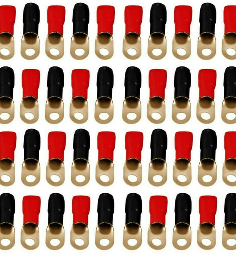 Absolute USA GRT00100 1/0 Gauge Crimp Ring Terminals Connectors 100-Pack (Red Black)