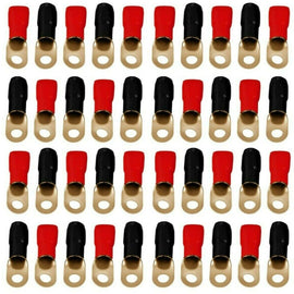 MK Audio GRT00-100 1/0 Gauge Crimp Ring Terminals Connectors 100-Pack (Red Black)