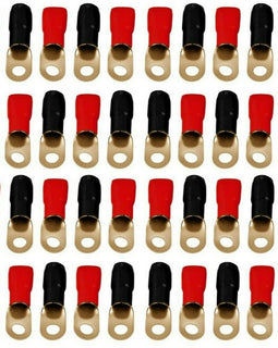 Absolute U.S.A GRT0080 1/0 Gauge Crimp Ring Terminals Connectors 80-Pack (Red, Black)