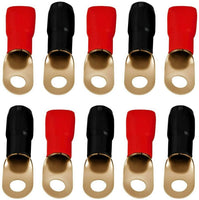 MR DJ DGRT0010 1/0 Gauge Crimp Ring Terminals Connectors 10-Pack (Red, Black)