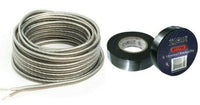 Absolute S16G100 16 Gauge 100' Clear Speaker Wire and 3/4" x 60' FT Black Electrical Tape