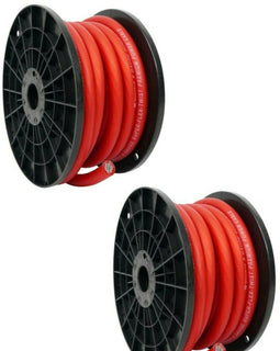 2 Patron 1/0 Gauge 50 FT Xtreme Twisted Power/Ground Battery Wire Cables Set Red