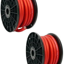 2 Patron 1/0 Gauge 50 FT Xtreme Twisted Power/Ground Battery Wire Cables Set Red