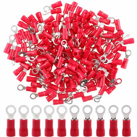 MR DJ RT2218R 200 pcs #8 Red 22/16G Vinyl Insulated Connectors Ring Terminal