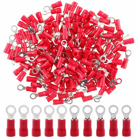 RT2218R-200 200 pcs #8 Red RT2218R 22/16 Gauge Vinyl Insulated Connectors Ring Terminal