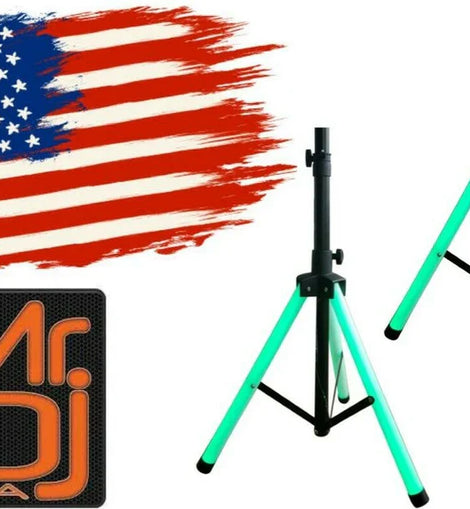 2 MR DJ SS700LED Universal Light Up Multi Color LED Speaker Stands w/Remote
