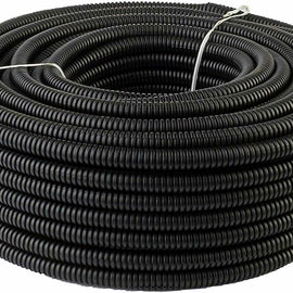 American Terminal 50' Feet 1/4" Black Split Loom Wire Flexible Tubing Wire Cover for Various Automotive, Home, Marine, Industrial Wiring Applications, Etc.