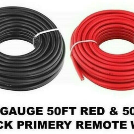 American Terminal  AP18G50R AP18G50BK<br/> 2 Rolls 18 Gauge Wire Red Black Power Ground 50 Ft Each Primary Stranded Copper Clad