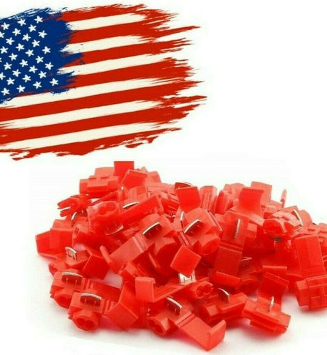 MR DJ 50pcs Lock Quick Splice Wire Terminals Snap Lock Red 18-22 AWG