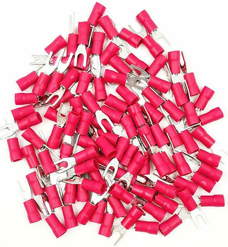 American Terminal E-SR8-200 200PCS 18-22AWG Red Insulated Fork Spade Wire Connector Electrical Crimp Terminal