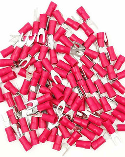 American Terminal E-SR8-200 200PCS 18-22AWG Red Insulated Fork Spade Wire Connector Electrical Crimp Terminal