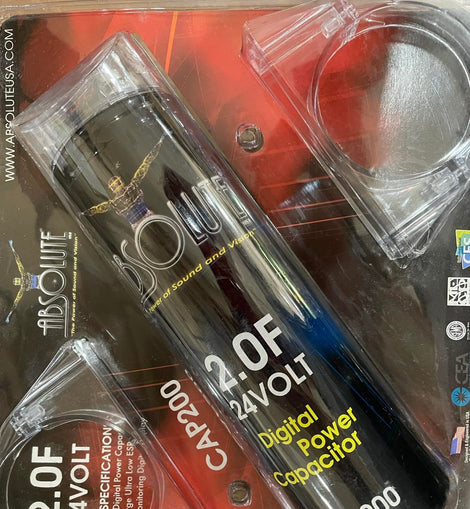 Absolute CAP200B 2 Farad Digital Power Capacitor 3000-Watt Red LED Voltage Display