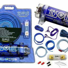 Absolute USA KITCAP0GABL 4.0 Farad Power Capacitor 0 Gauge Car Amplifier Installation Wiring Complete Kit (Blue)