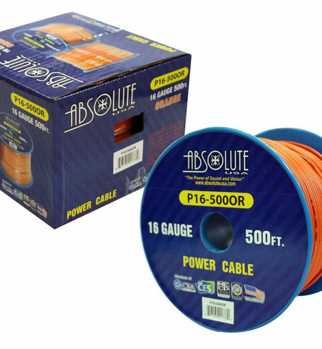 Absolute USA P16-500OR 16 Gauge 500FT Primary Power & Remote Wire – Orange