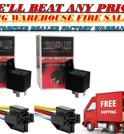 2 Absolute USA 12V 30/40 Amp SPDT Automotive Marine Bosch / Tyco Style 5 Pin Relay with Wires & Harness Socket