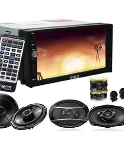 Absolute DD-3000 7" Double Din Car Stereo CD MP3 DVD Player With 2 Pair Pioneer TS-A6966R SPKS & TW600