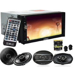 Absolute DD-3000 7" Double Din Car Stereo CD MP3 DVD Player With 2 Pair Pioneer TS-A6966R SPKS & TW600