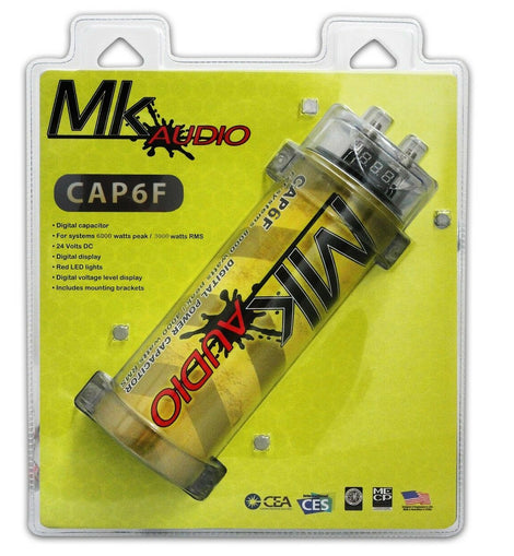 MK AUDIO CAP6F 6 FARAD POWER CAR CAPACITOR FOR ENERGY STORAGE TO ENHANCE BASS DEMAND FROM AUDIO SYSTEM