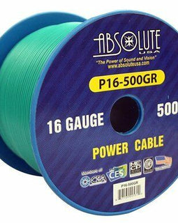 Absolute USA P16-500GR 16 Gauge 500-Feet Spool Primary Power Cable (Green)