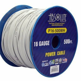 Absolute USA P16-500WH 16 Gauge 500-Feet White Spool Primary Remote Power Wire Cable