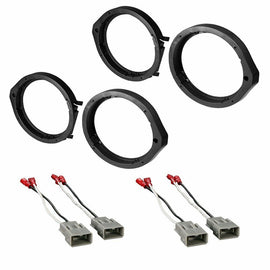 2 Set American Terminal Honda 6.5" Or 6.75" Speaker Adapter With Speaker Harness Front & Rear