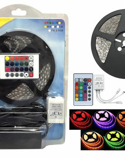 Absolute 16' LED RGB Color Ribbon Kit Power Plug Remote, Water Resistant