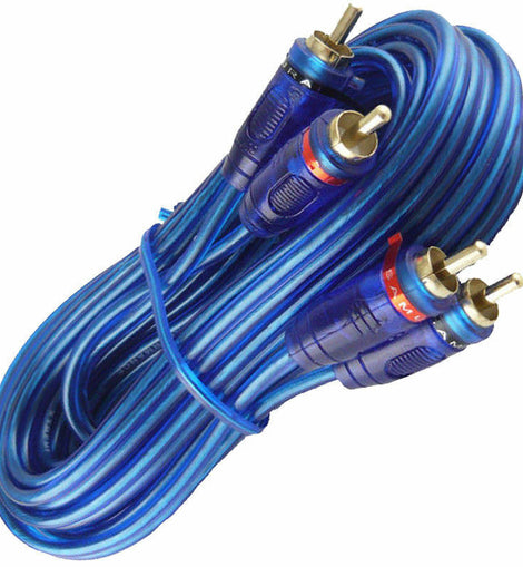 ABSOLUTE 6 Ft 2 Ch Blue Twisted Car Amp Gold RCA Jack Cable Interconnect