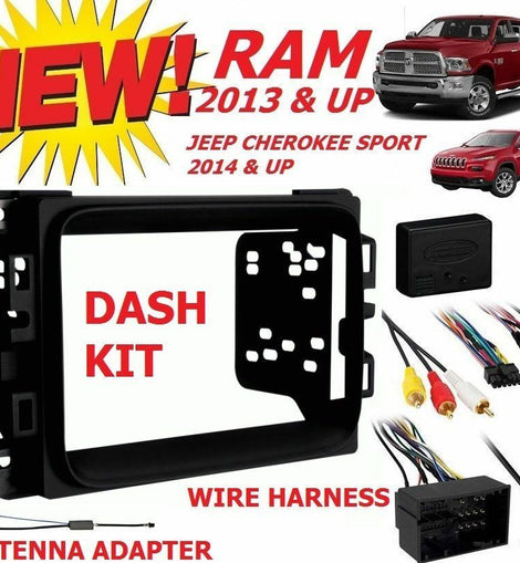 2013 - 2017 RAM Double Din Car Stereo Installation Dash Kit +Harness +Antenna