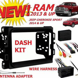 2013 - 2017 RAM Double Din Car Stereo Installation Dash Kit +Harness +Antenna