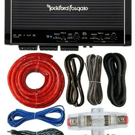 Rockford Fosgate R250X4 Prime 250 Watts 4-Channel Amplifier + 4 Gauge Amp Kit