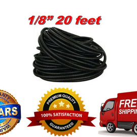 American Terminal SL18 High Quality 20' Feet 1/8' Split Loom Wire Tubing Black Conduit Corrugated Plastic Tubing Sleeve for Various Automotive, Home, Marine, Industrial Wiring Applications, Etc.
