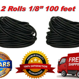 2 American Terminal SL18 High Quality 100' Feet 1/8' Split Loom Wire Tubing Black