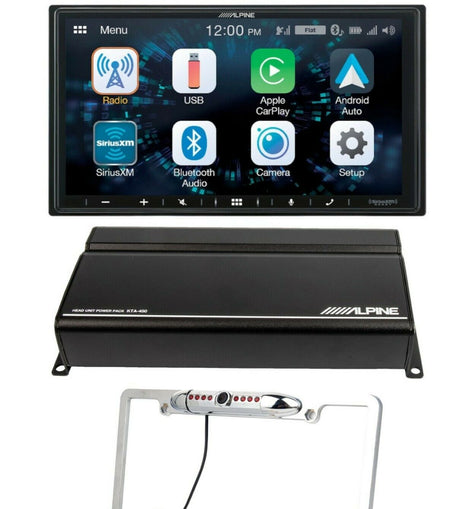 Alpine ILX-W670 + Alpine KTA-450 + CAM1800C Bundle Car Stereo 7 Inch Mechless Ultra-shallow AV System with Apple Carplay, Android Auto + 400W Power Pack Amplifier