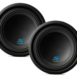 2 Alpine S-W10D4 Car Subwoofer<br/> 1800W Max, 600W RMS 10" S-Series Dual 4 Ohm Car Subwoofer