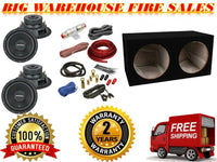 2 ROCKFORD FOSGATE R2D4-12 12" SUBWOOFER, ENCLOSURE BASS PACKAGE + Absolute 4G AM KIT