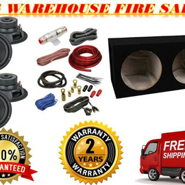 2 ROCKFORD FOSGATE R2D4-12 12" SUBWOOFER, ENCLOSURE BASS PACKAGE + Absolute 4G AM KIT