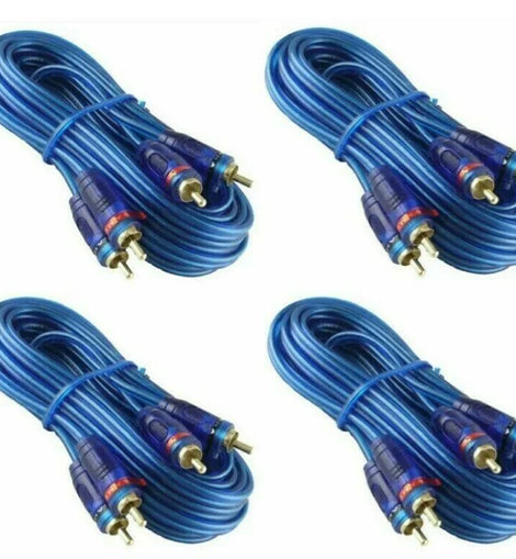 4 20' Raptor Neon Blue Series RCA Audio Cable