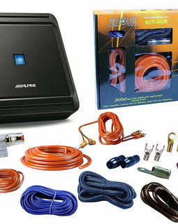 Alpine S2-A60M 1-Channel 600 Watts S-Series Monoblock Class-D Amplifier + Absolute KIT4 4 Gauge Complete Amplifier Kit