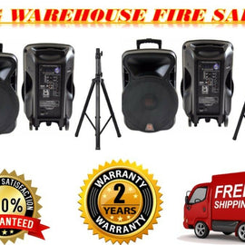2 MR DJ 15" Bluetooth DSP FM Radio USB Portable PA DJ Speaker & Stands