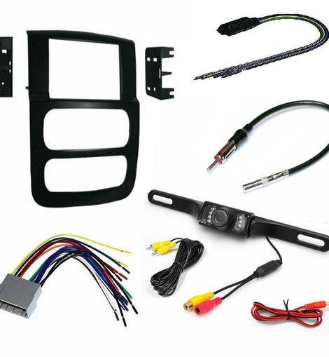 Double DIN car stereo dash Install Kit for 02-05 RAM PICKUP TRUCK 1500 2500 3500 with Backup Camera