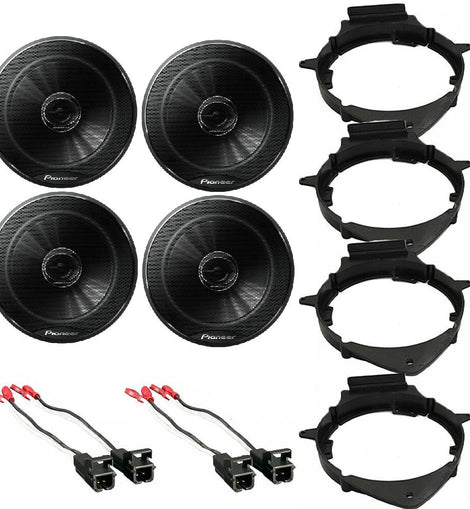 2 Pair Pioneer TS-G1620F 2-way GM CAR Truck Front and Rear Door Speakers Install Kits