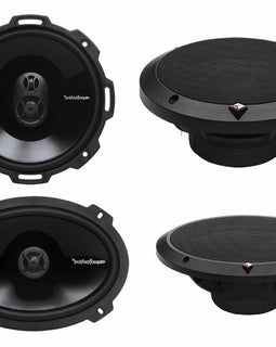 2 Rockford Fosgate P1675 6.75" 120W 3 Way + 2 P1692 6x9" 150W 2 Way Speakers