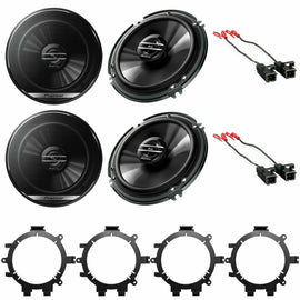 4 X Pioneer 6.5" Car Audio Stereo Front & Rear Speakers W/Mounting Bracket & Harness