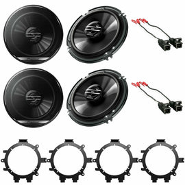 6.5" Car Audio Stereo Front & Rear Speakers W/Mounting Bracket & Harness